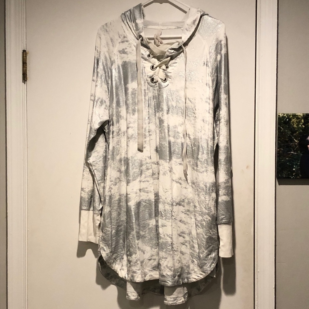 Melissa McCarthy Lace up hoodie tunic